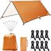 Square Multi-Purpose Camping Tarp - Waterproof & UV Protective Sun Shelter With Silver-Coated Ground Mat_desvips.com
