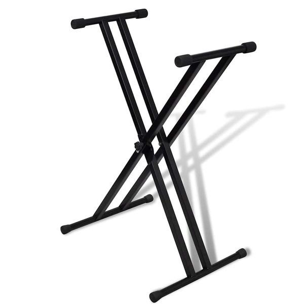 Keyboard Stand - Robust X-Frame, Double-Braced, Adjustable Height, Foldable Design_desvips.com