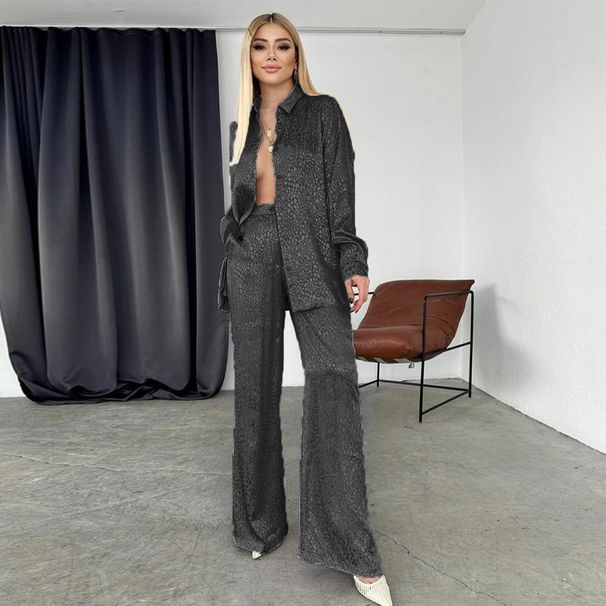 Women's Clothing suits for women long-sleeved lapel shirts leopard print trousers women's fashion casual two-piece suits_desvips.com