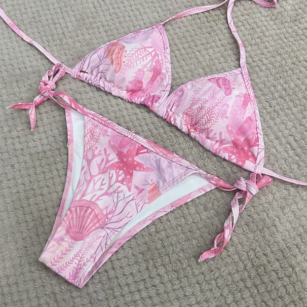 Swimwear Letter Tie Triangle Vacation Beach Two-Piece Bikini Swimsuit Soccer Jerseys Soccer Jerseys_desvips.com