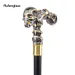 Golden Black Skull Walking Stick Decorative Vampire Decorative Cane For Halloween For Cosplay And Parties, For Cosplay & Party_desvips.com