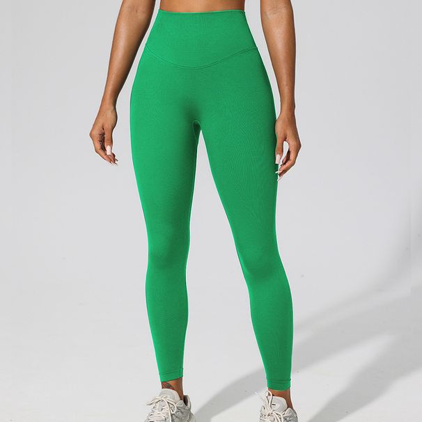 Women's High-Waisted Sports Pants Tight Fitting Stretch Fitness Yoga Wear Breathable Seamless Running Pants European American Style_desvips.com