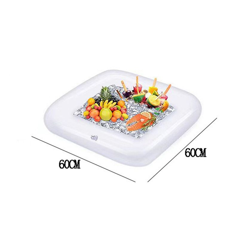 Inflatable Floating Cooler Tray - Pool Party Ice Bar For Drinks & Snacks (Heavy-Duty PVC Leak-Proof Design 6-Cup Holders)_desvips.com