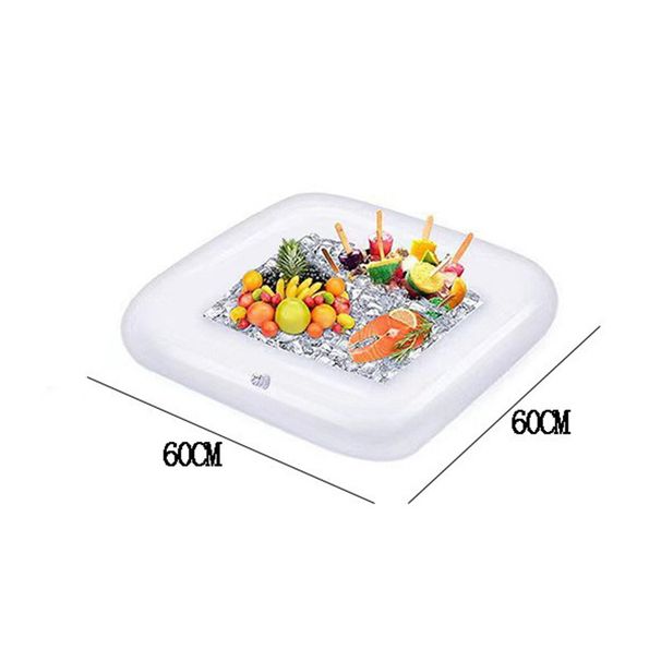 Inflatable Floating Cooler Tray - Pool Party Ice Bar For Drinks & Snacks (Heavy-Duty PVC Leak-Proof Design 6-Cup Holders)_desvips.com