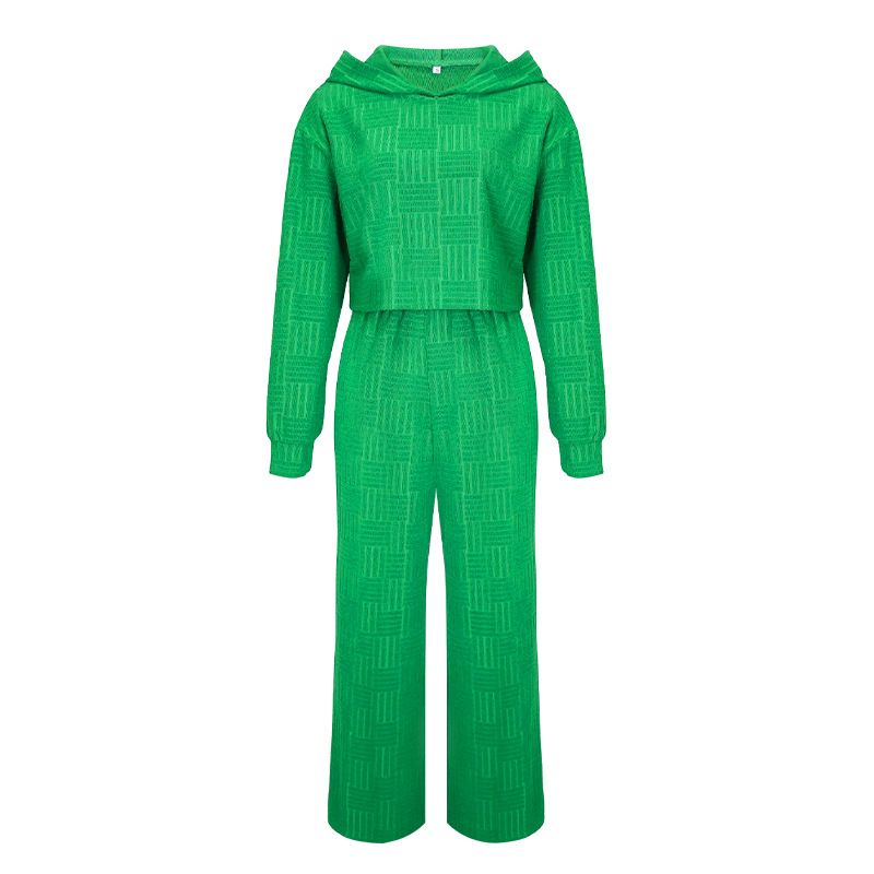 Women's Clothing casual fashion long sleeved hooded sweatshirt wide leg pants two piece set_desvips.com