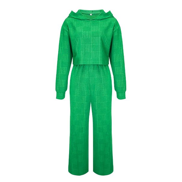 Women's Clothing casual fashion long sleeved hooded sweatshirt wide leg pants two piece set_desvips.com