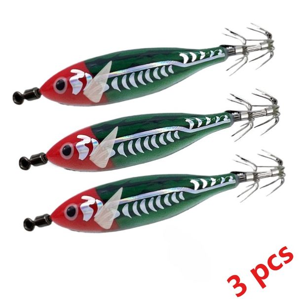 3PCS Luminous Horizontal Shrimp Sinker Shrimp Bait Squid Hooks Blowpipe Round-Belly Wooden Shrimp Octopus And Squid Lures_desvips.com