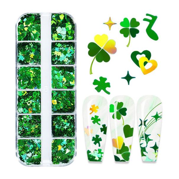 Boxed Irish Festival Series St. Patrick's Day Four-leaf Clover Green Sequins_desvips.com