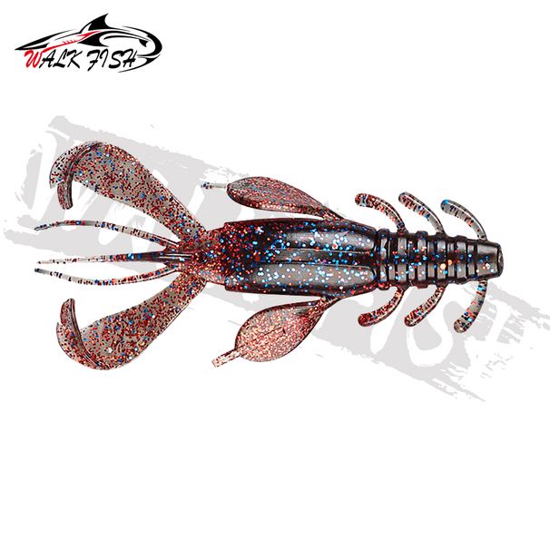 WALK FISH 3Pcs 100mm 10g Soft PVC Fishing Lures Shirmp Bait Multi-whisked Ahrimp Swimbait Artificial Bait Pesca Fishing Tackle_desvips.com