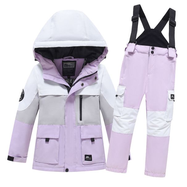 New Children's Boys Girls Workwear Jacket Pants Windproof Waterproof Snowboard Ski Suit Set_desvips.com