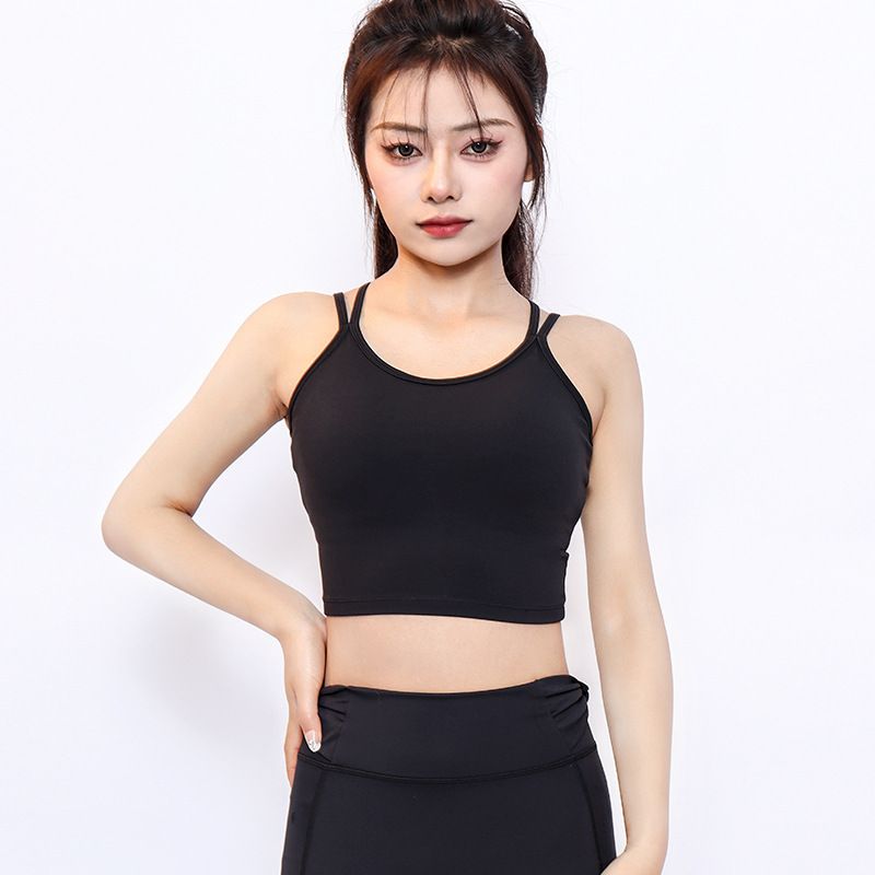 Yoga Vest Runn Top Push-Up Shockproof High Elastic Breathable Beautiful Back Integrated Fixed Chest Pad Fitness_desvips.com