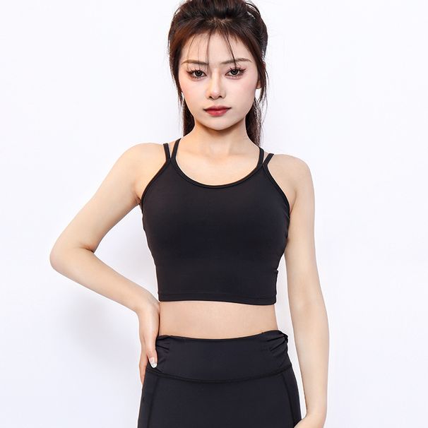 Yoga Vest Runn Top Push-Up Shockproof High Elastic Breathable Beautiful Back Integrated Fixed Chest Pad Fitness_desvips.com