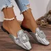 2024 Summer New Square Toe Flat Rhinestone Buckle Mules Outdoor Women's Light Casual Slippers Ddmysaturn_desvips.com