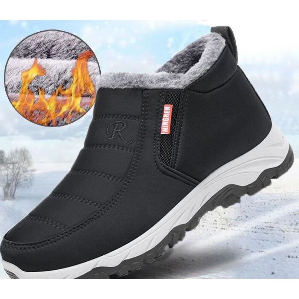 Winter Velvet Old Beijing Cloth Shoes, One Foot Cotton Boots For Warmth, Anti Slip, Waterproof And Cold Proof, Middle-aged And Elderly Cotton Shoes_desvips.com