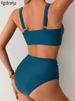 VigoBreviya 2026 Sexy Blue Strapped Swimwear Women High Waist Bikini Set Brazilian Lady Swimsuit Cross Push Up Beach_desvips.com