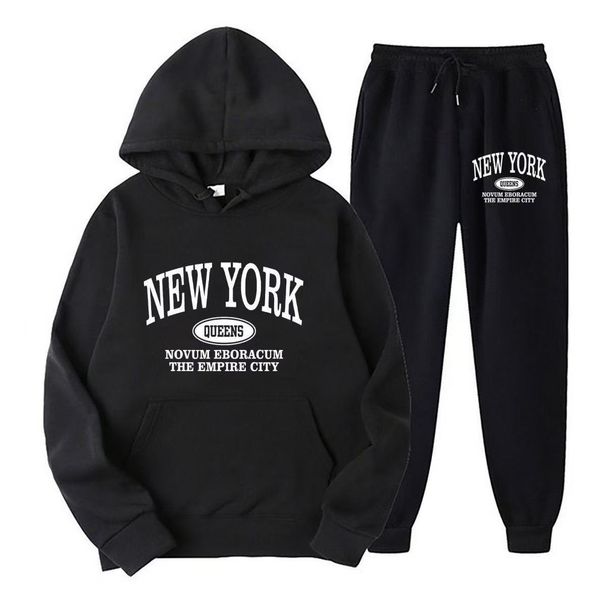 New Men's Hoodie Sweatshirt Fashion Printed Two-Piece Casual Sportswear Set For Men_desvips.com