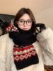 2025 Retro Fair Isle Style Jacquard Knitted Wool Scarf For Women, Autumn Winter Korean Style, Versatile And Warm Neck_desvips.com