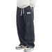 New Mens Corduroy Casual Fashion Loose Fit Baggy Pants Straight Sweatpants Elastic Waist Drawstring Outdoor Streetwear_desvips.com