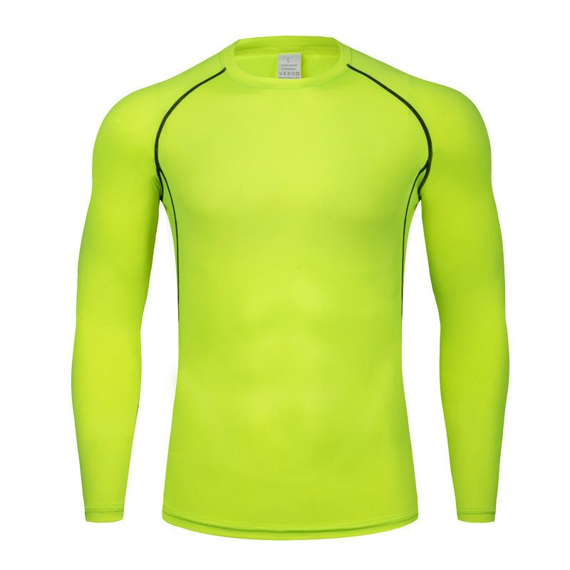 Men's Quick-Dry Compression Long Sleeve Shirt For Running, Basketball & Training – Breathable, Stretchy & Moisture-Wicking With Colorful Accents_desvips.com