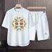Men's Clothing 2024 Waffle Casual Summer Suit Men's Loose Teen Short sleeved T shirt Shorts Handsome Two piece Suit_desvips.com