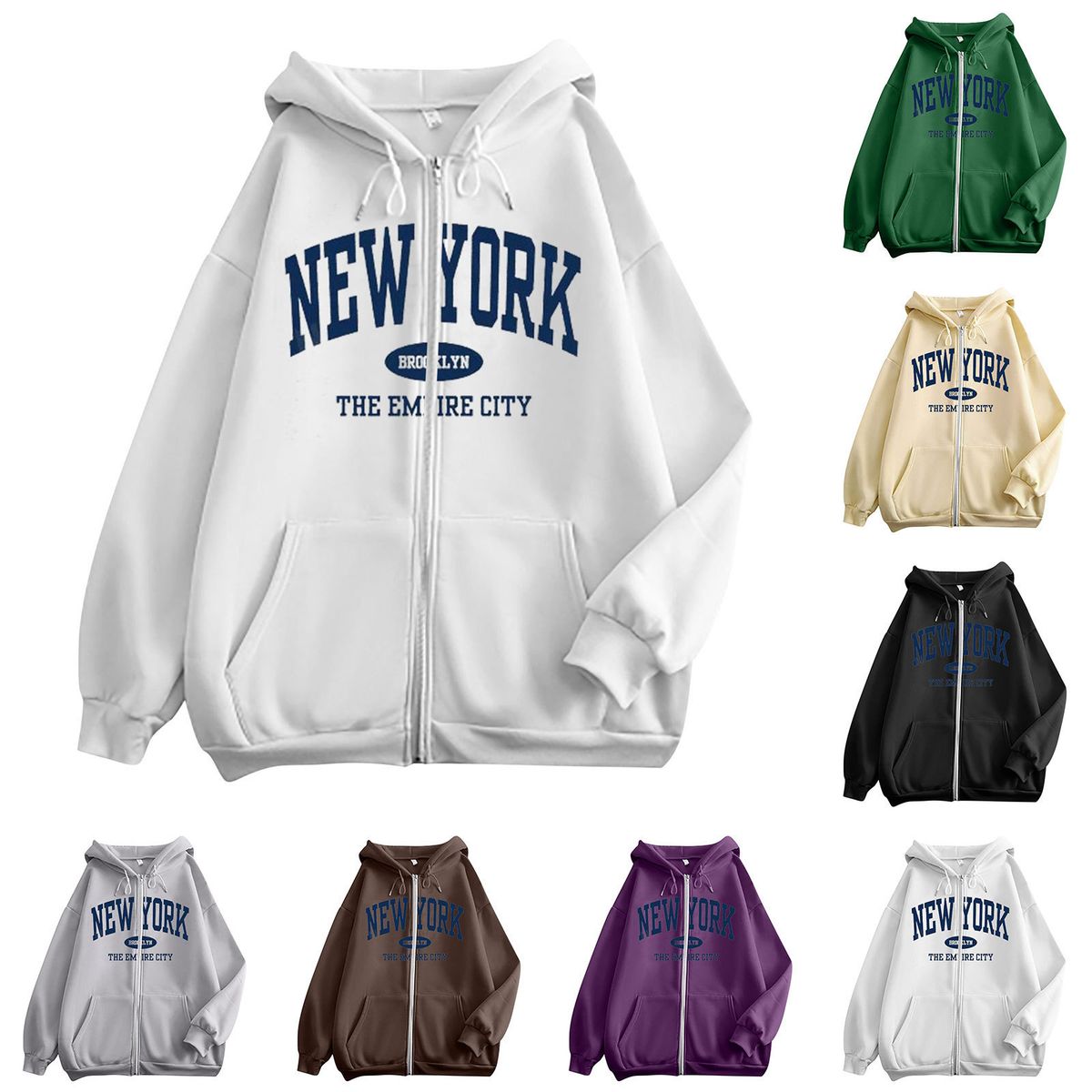 7.12 American Style Men's Loose Fit Niche Zipper Hooded Sweatshirt Outerwear Cool Top_desvips.com
