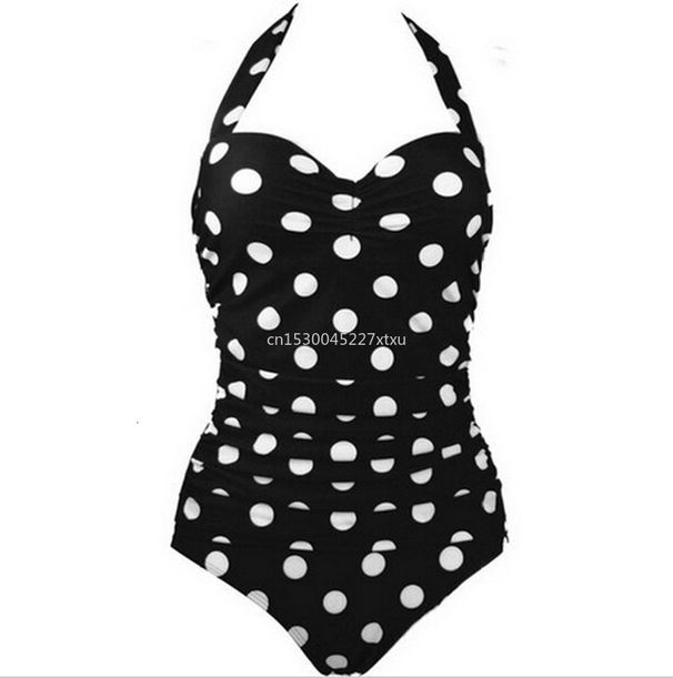 Plus One Piece Swimsuit Retro Dot Swimwear Women Hater Full Large Size Body Bathing Suit Maillot De Bain Monokini_desvips.com