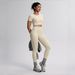 Women's Spring/Summer Seamless Yoga Suit Quick Drying Solid Color European American Style Short Sleeved Running Sports Fitness Two Piece Set_desvips.com