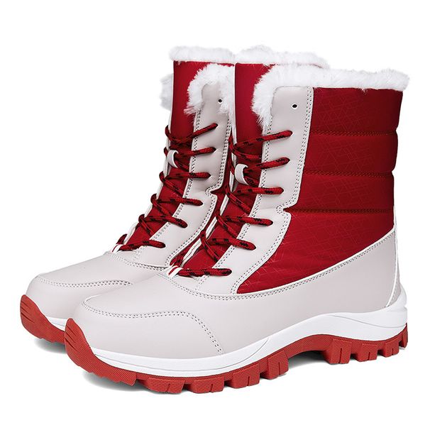 Women's Winter Snow Boots With Faux Fur Lining, Waterproof PU Upper & Non-Slip Rubber Sole – Warm Mid-Calf Boots For Outdoor Skiing & Daily Wear_desvips.com
