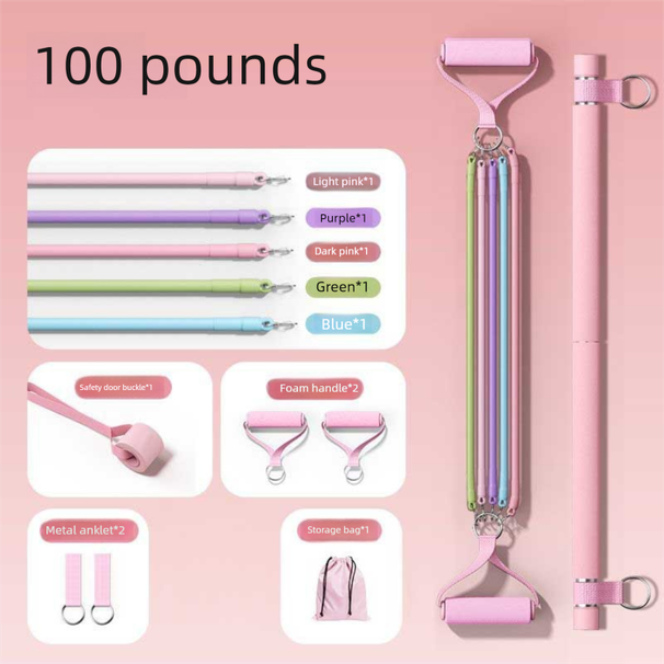 Yoga Pilates Multifunctional Fitness Resistance Band Push Pull Rod Training Unisex Barbell Bar_desvips.com