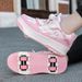 2025 New Leather Shoes Girls' Roller Skates Breathable Four-Wheel Non-Slip Wear-Resistant Large Sole_desvips.com