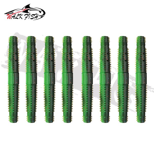 WALK FISH 8PCS Fat Worm Finesse Tpr Ned Worm Rig 7cm 3.45g Floating Stickbait Soft Fishing Lures Swim Bait Swimbait Bass Pike_desvips.com