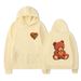 New Pink Hat Teddy Print Hoodie Sweatshirt Unisex Autumn Winter Korean Style Trendy Versatile Top_desvips.com