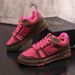 Pink Brown Full Rhinestone Poker Design Unisex Casual Sports Sneakers Summer Trendy Thick Sole Couple Shoes_desvips.com