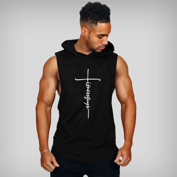 Gym Fitness Loose Sleeveless Vests Street Hip Hop Basketball Hooded Tank Tops Cotton Breathable Shirt Mens Bodybuilding_desvips.com
