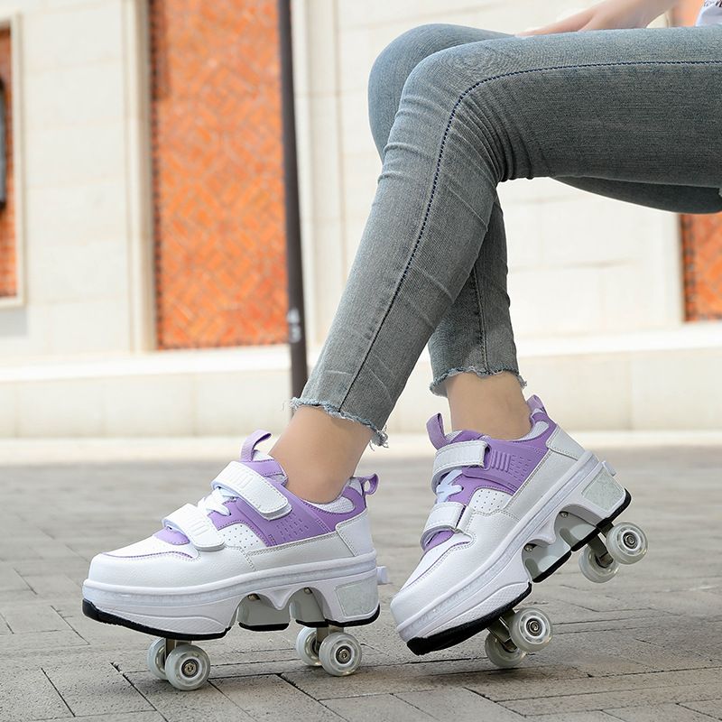 Roller Skates, Deformed Shoes, Four Wheel Skates, Children's And Teenagers' Wheel Shoes, Double Row Wheel Roller Skates_desvips.com