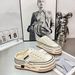 Thick Sole Heightening Closed-Toe Half Slippers For Women, Light Luxury High-End Outdoor Casual Beggar Canvas Shoes,_desvips.com