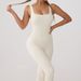 Seamless Knitted Ribbed Solid Color Bodysuit Tight Fitness Yoga Wear Flat Collar Sports One-piece Suit_desvips.com