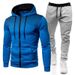 Autumn Winter Fleece Polka Unisex Sports Hoodie Dot Men Solid Color Zipper Sweatshirt Sweatpants Set_desvips.com