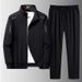 001 New Sports Men Spring Autumn Sweatshirt Straight Pants Running Casual Two-piece Set Plus Size Cardigan Suit Customized_desvips.com