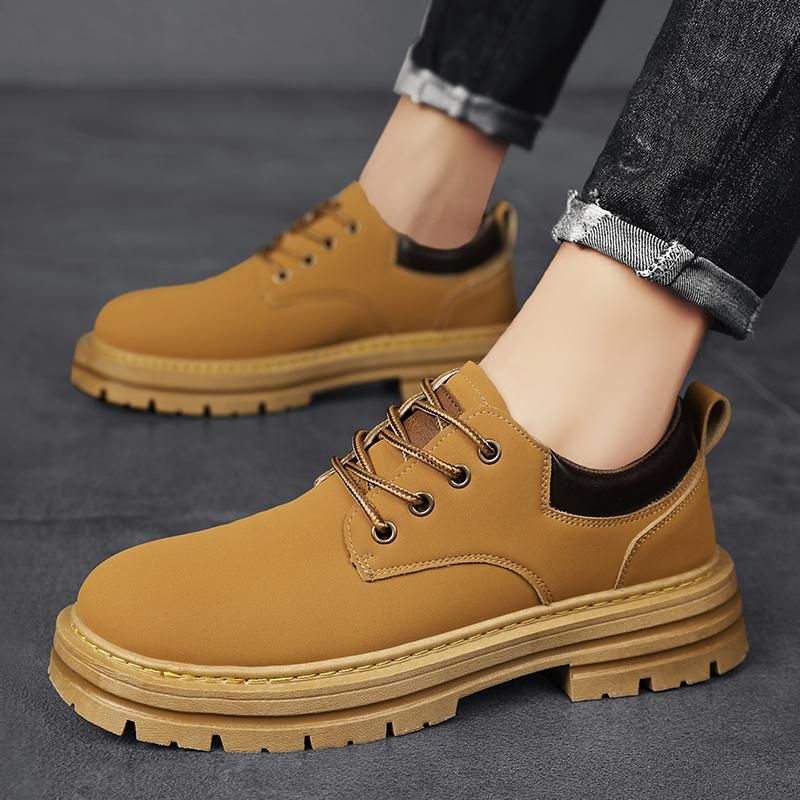 2025 New Spring Martin Men's Yellow Boots Trendy Versatile American Style Non-Slip Wear-Resistant Work Shoes_desvips.com