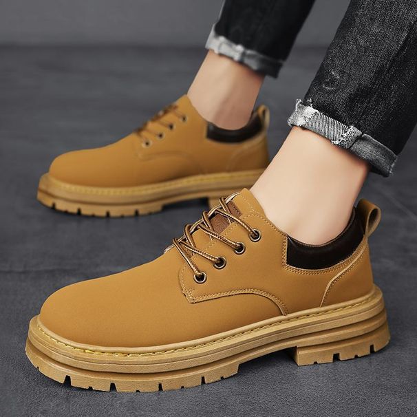2025 New Spring Martin Men's Yellow Boots Trendy Versatile American Style Non-Slip Wear-Resistant Work Shoes_desvips.com