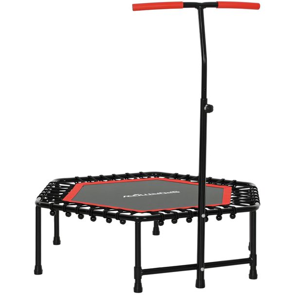 Trampolín De Fitness 114x114x132 Cm Con Mango Ajustable De 3 Niveles Y Marco De Acero Rojo_desvips.com