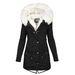 Women's Clothing Women's Autumn And Winter Mid Length Windbreaker White Fur Collar Hooded Warm Plus Velvet Women's Coat_desvips.com