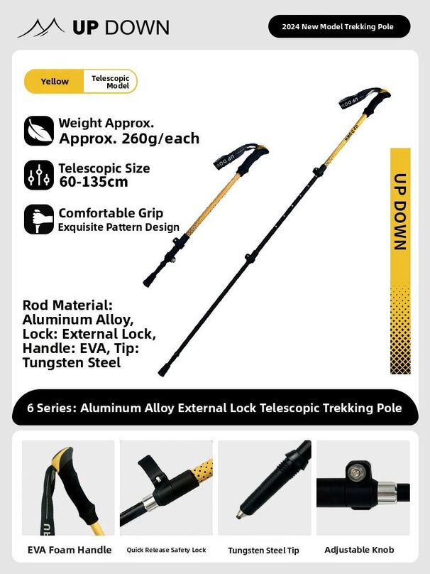 UP DOWN | Folding Ultralight Carbon Hiking Stick_desvips.com