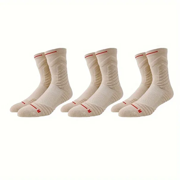3 Pairs Sport Running Professional Basketball For Men Outdoor Cycling Climbing Fast-drying Breathable Mid-tube Socks_desvips.com