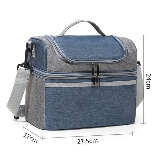 1pcs Double-Layer Lunch Bag Minimalist Insulated Bag Crossbody Handheld Bag Portable Lunch Box Insulation Bag For Work & Picnic_desvips.com