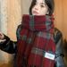 Korean Style Atmosphere Scarf Women Winter 2025 New Red Christmas Plaid Versatile Neck Warmer For Students Wholesale_desvips.com