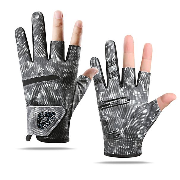 Sports Men And Women Sunscreen Gloves Summer Outdoor Cycling Driving UV Protection Ice Silk Half Finger Non-Slip Fishing Gloves Breathable And Durable_desvips.com