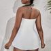 Plus-size Drawstring Conservative Striped High-waisted Swimsuit Top Up_desvips.com