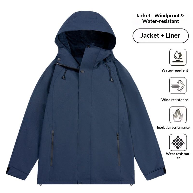 001 Customizable Bird Home Workwear Three-in-One Detachable New Windproof Waterproof Outdoor Hiking Ski Jacket_desvips.com